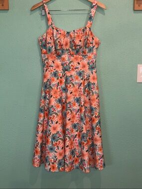 Belle PoqueVintage Two-Way Defined Waist Dress Ruched Bodice Flared A-Line Dress